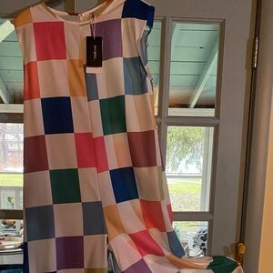 UOOZEE DESIGNER LONG ROMPER NWT Colorful Checkered Sleeveless, Wide Leg, Waist